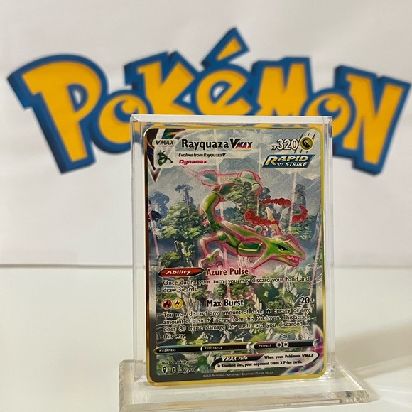Pokémon Rayquaza VMAX 218/203 - Evolving Skies - Fan Art Metal Gold Card - Picture 2 of 3